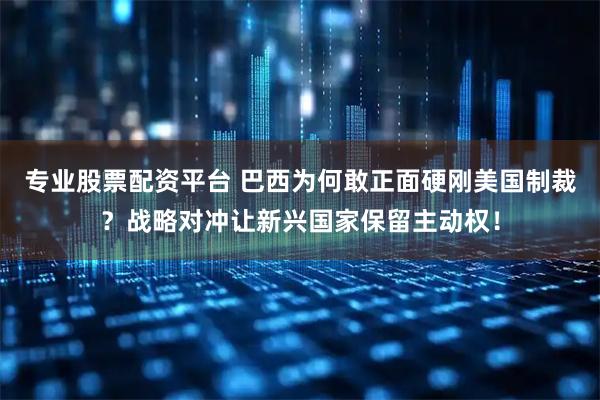 专业股票配资平台 巴西为何敢正面硬刚美国制裁？战略对冲让新兴国家保留主动权！