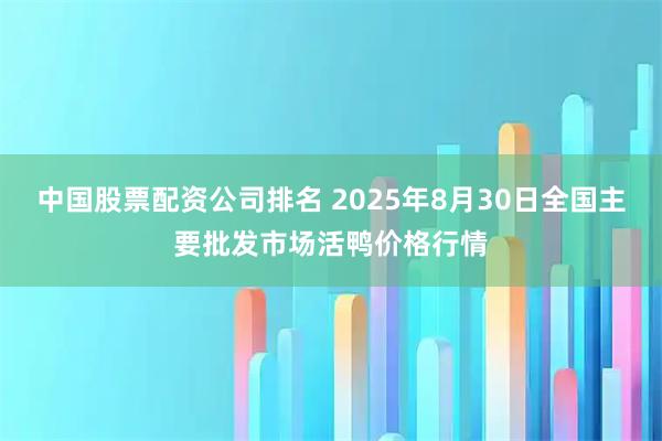 中国股票配资公司排名 2025年8月30日全国主要批发市场活鸭价格行情