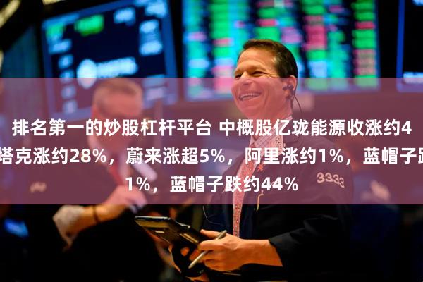 排名第一的炒股杠杆平台 中概股亿珑能源收涨约44%，斯塔克涨约28%，蔚来涨超5%，阿里涨约1%，蓝帽子跌约44%
